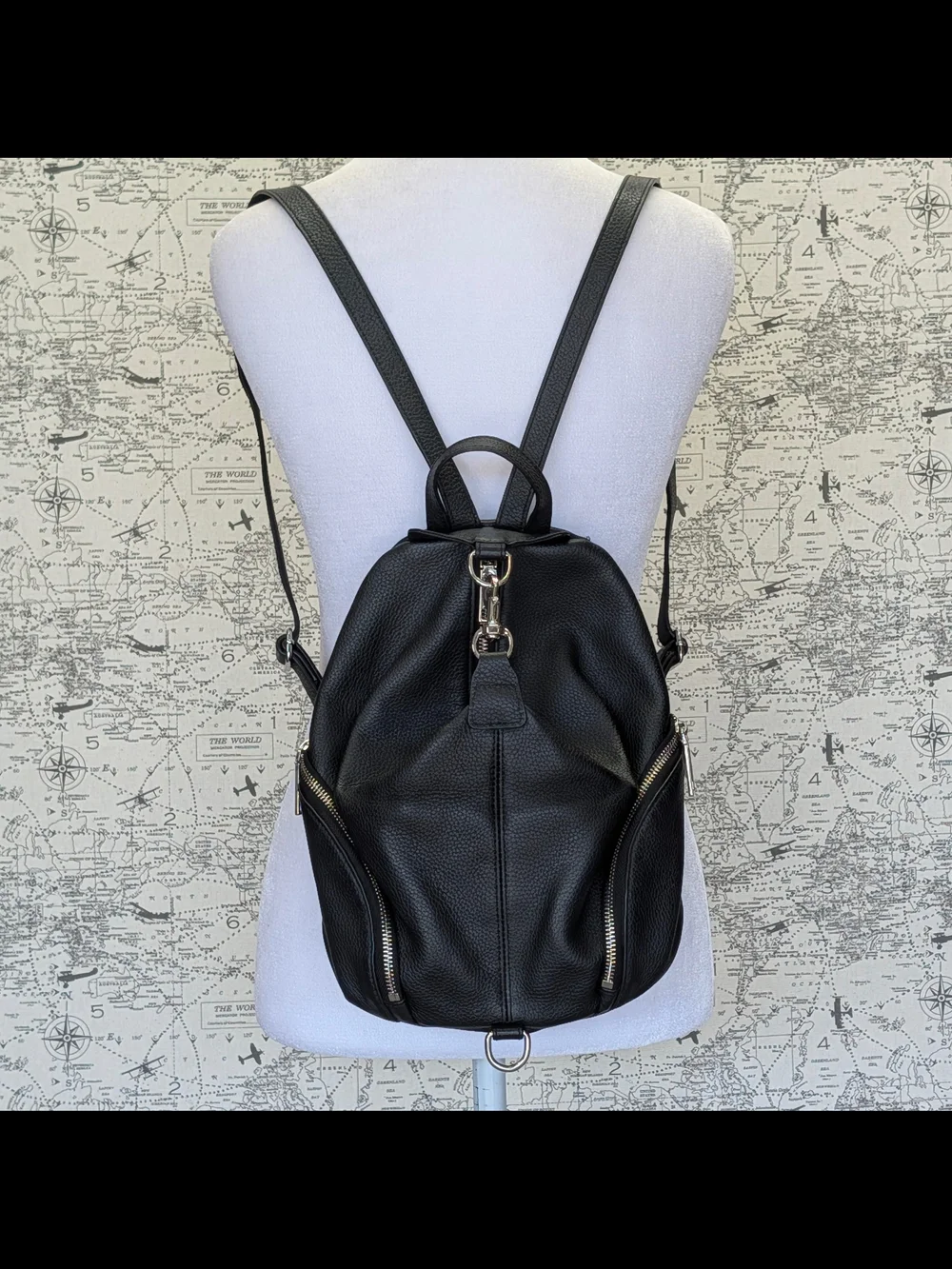 Rebecca Minkoff Julian Black Pebbled Leather Convertible Backpack Bag